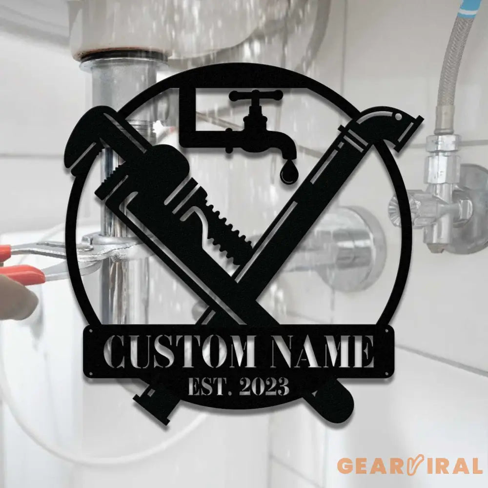 Custom Plumbing Metal Wall Art LED Light - Personalized Plumber Name Sign Home Decor - Repair Service Decoration