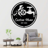 Custom Plumbing Metal Wall Art LED Light Personalized Plumber Name Sign Home Decor Repair Service Decoration Repairman Birthday Christmas | GearViral
