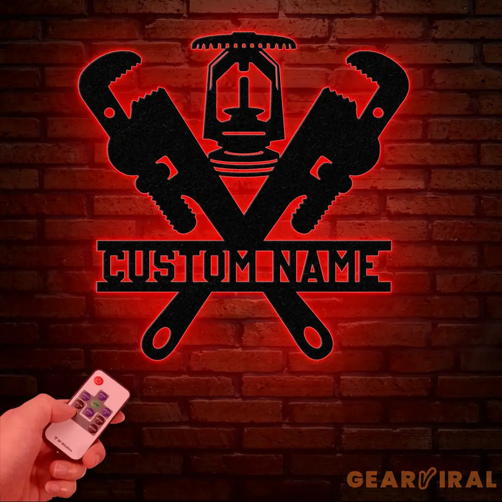 Custom Plumbing Metal Wall Art with LED Light Personalized Plumber Name Sign Home Decor for Repair Services Christmas