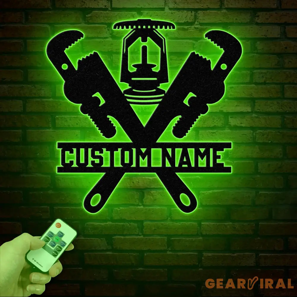 Custom Plumbing Metal Wall Art with LED Light Personalized Plumber Name Sign Home Decor for Repair Services Christmas
