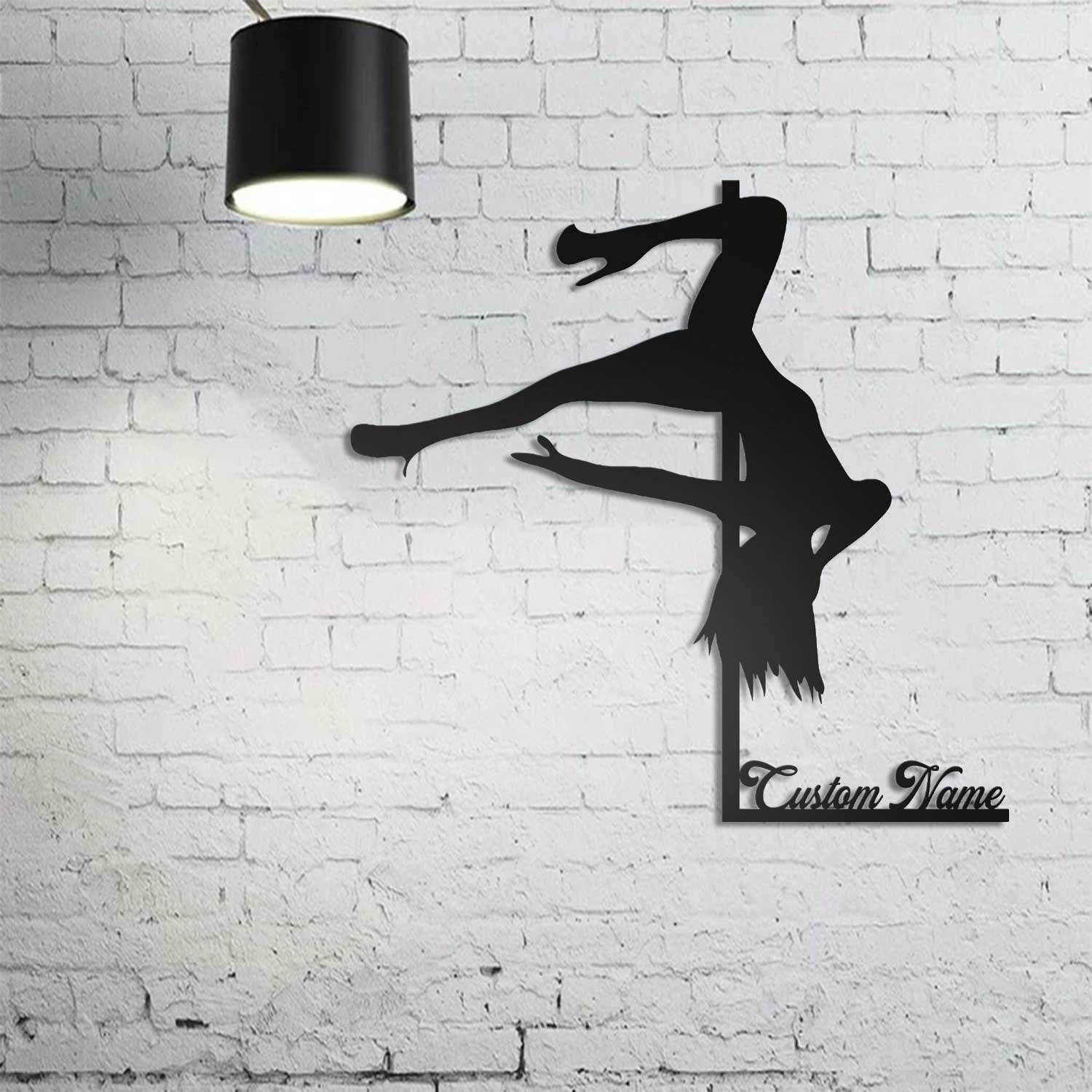 Custom Pole Dance Wall Art with LED Lights - Pole Dance Decor - Pole Dancer Metal Sign - Dancing Room Decor | GearViral