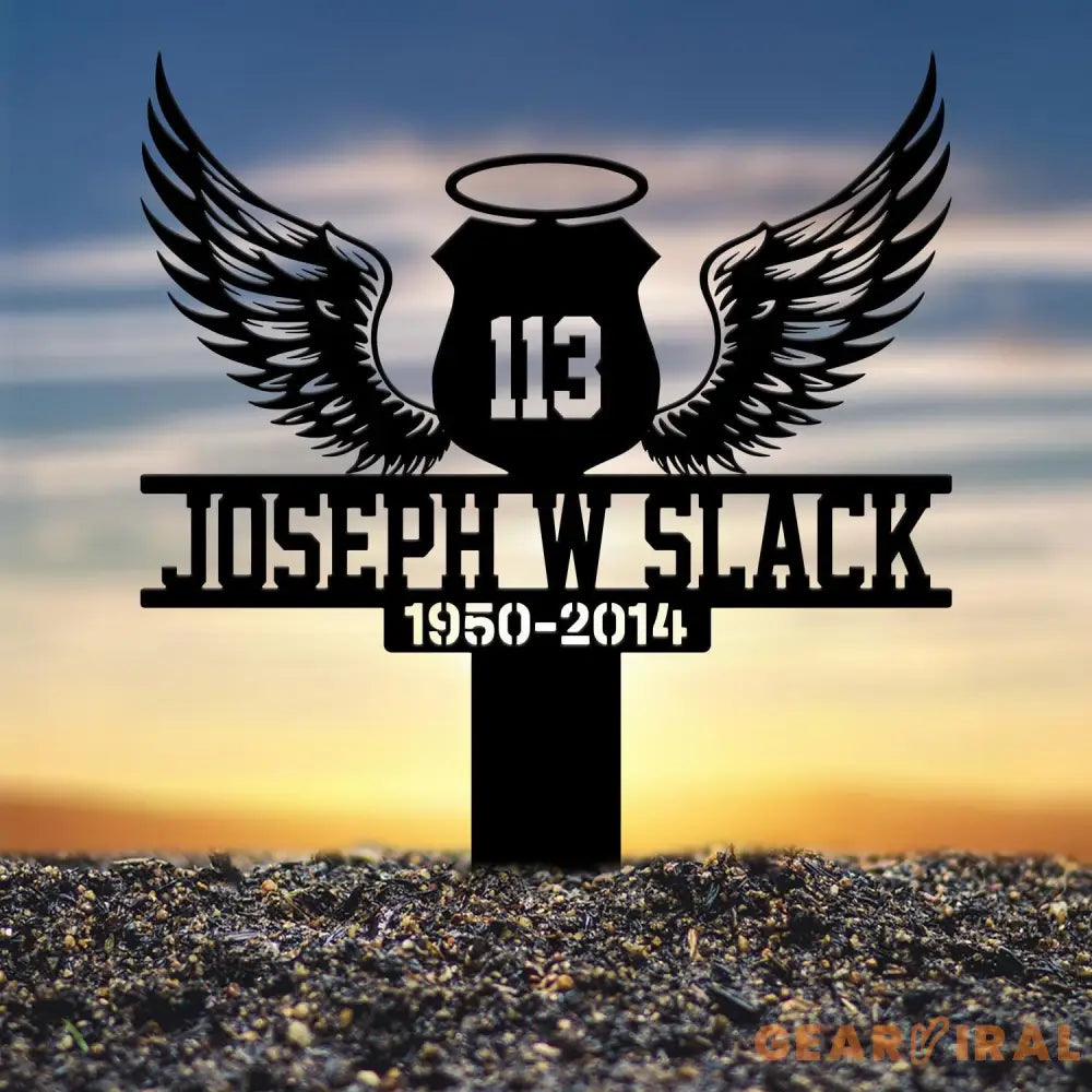 Custom Police Officer Memorial Plaque Stake oliceman Sympathy Grave Marker Police Badge with Wings Police Grave Stake