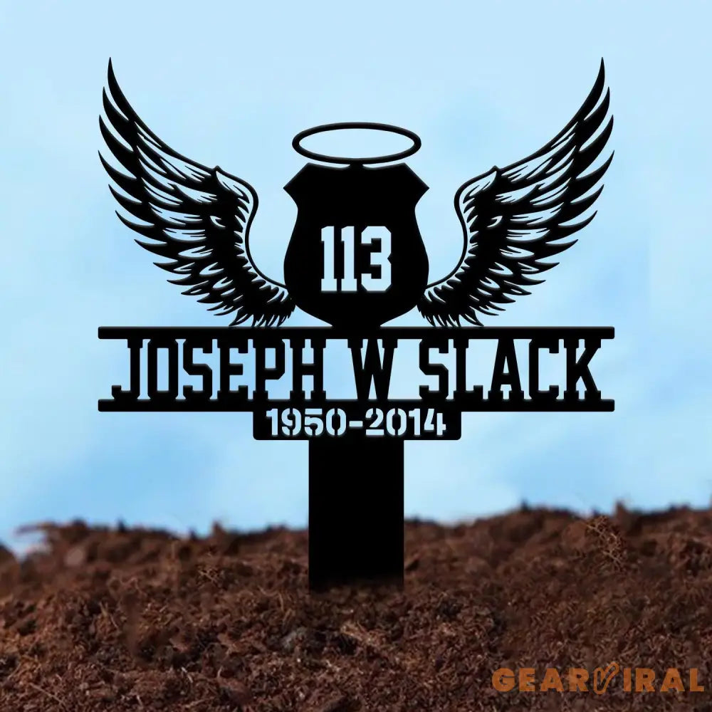 Custom Police Officer Memorial Plaque Stake oliceman Sympathy Grave Marker Police Badge with Wings Police Grave Stake