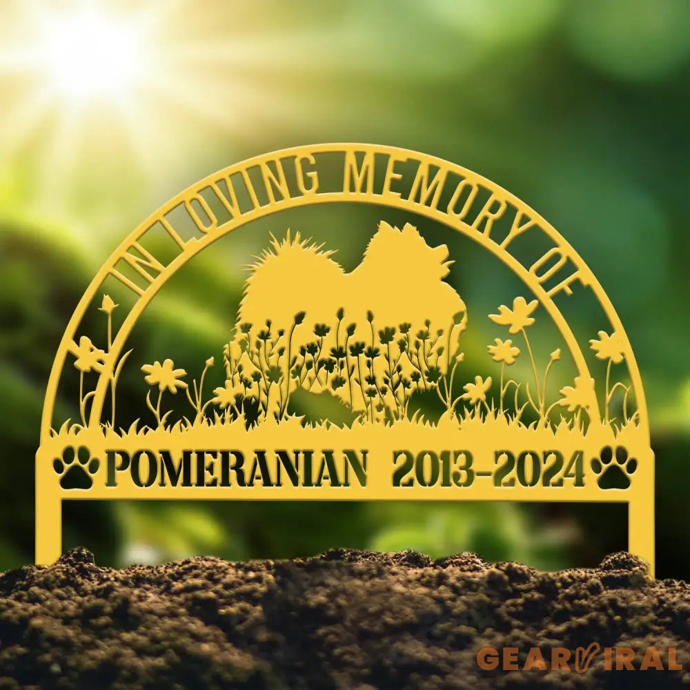 Custom Pomeranian Memorial Metal Stake - Personalized Pet Grave Marker Remembrance Sign Sympathy Gift Pomeranian Loss