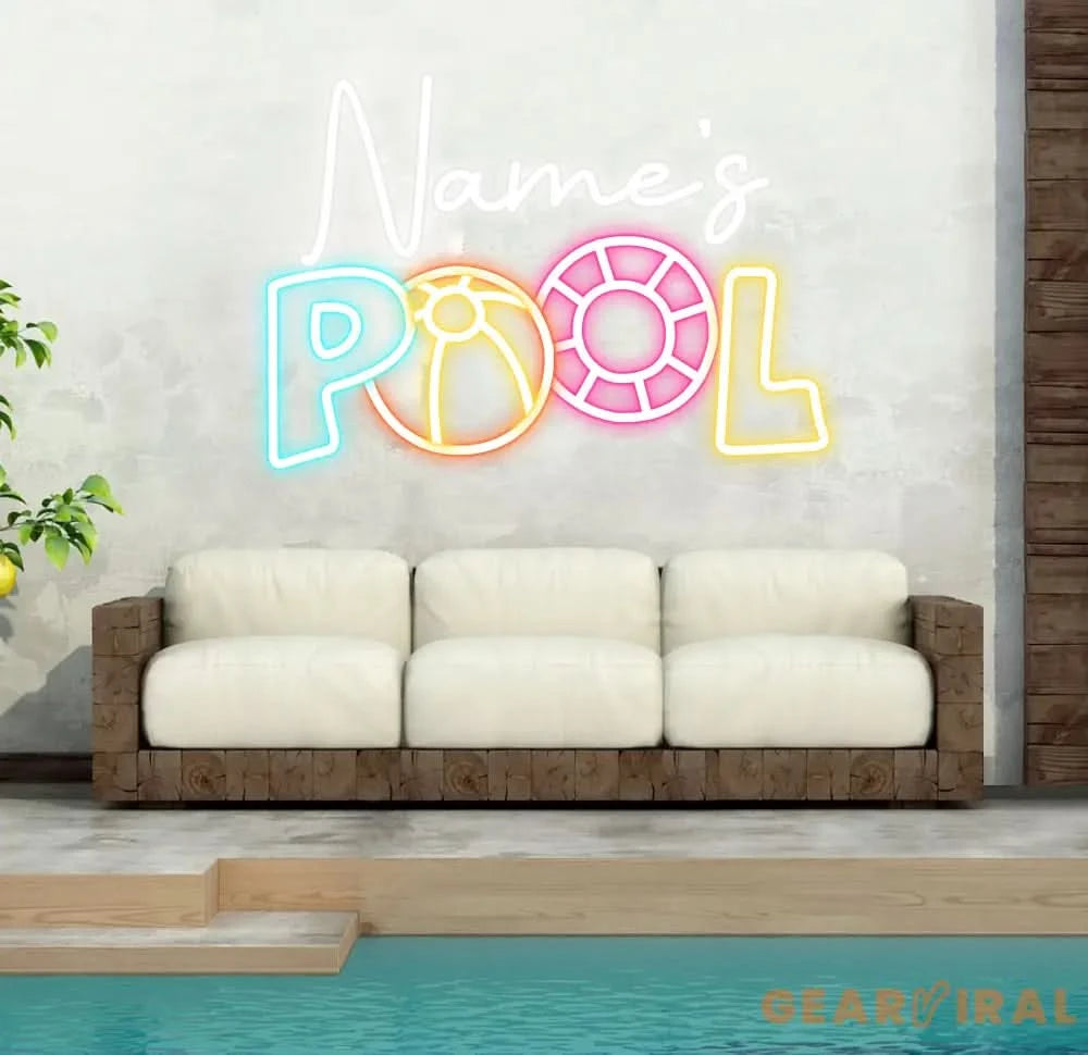 Custom Pool Neon Sign Outdoor Patio Led Sign Poolside Family Name Neon Light Poolside Bar Sign Backyard Neon Sign Patio