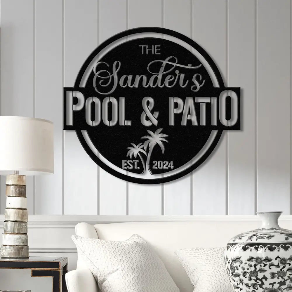 Custom Pool & Patio Metal Sign Personalized Swimming Pool Decor Outdoor Backyard Wall Art Farmhouse Style Pool Sign for