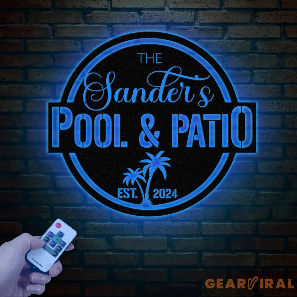 Custom Pool & Patio Metal Sign Personalized Swimming Pool Decor Outdoor Backyard Wall Art Farmhouse Style Pool Sign for