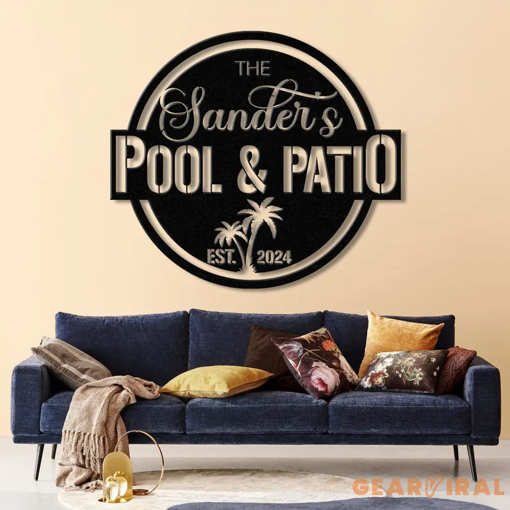 Custom Pool & Patio Metal Sign Personalized Swimming Pool Decor Outdoor Backyard Wall Art Farmhouse Style Pool Sign for