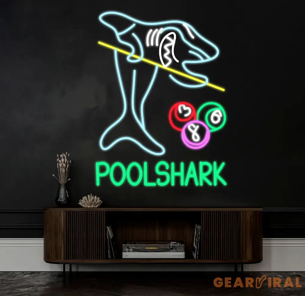 Custom Pool Shark Billiards Neon Sign for Game Room Billiards Hall Garage Sign for Wall Decor Man Cave Neon Sign Bar