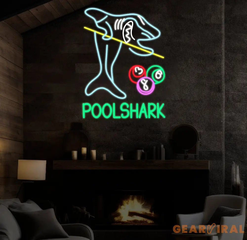 Custom Pool Shark Billiards Neon Sign for Game Room Billiards Hall Garage Sign for Wall Decor Man Cave Neon Sign Bar