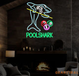 Custom Pool Shark Billiards Neon Sign for Game Room Billiards Hall Garage Sign for Wall Decor Man Cave Neon Sign Bar