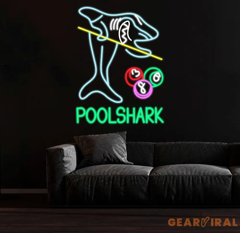 Custom Pool Shark Billiards Neon Sign for Game Room Billiards Hall Garage Sign for Wall Decor Man Cave Neon Sign Bar