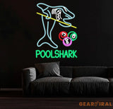 Custom Pool Shark Billiards Neon Sign for Game Room Billiards Hall Garage Sign for Wall Decor Man Cave Neon Sign Bar
