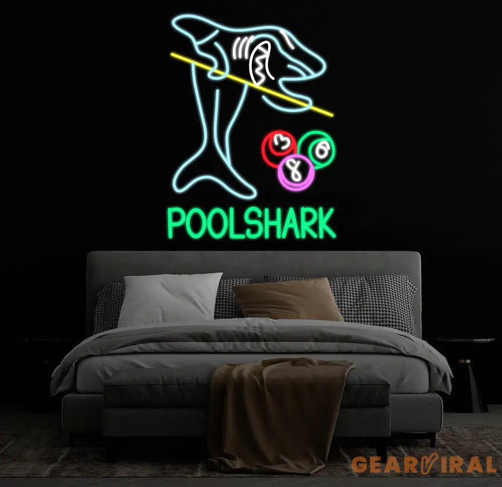 Custom Pool Shark Billiards Neon Sign for Game Room Billiards Hall Garage Sign for Wall Decor Man Cave Neon Sign Bar