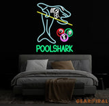 Custom Pool Shark Billiards Neon Sign for Game Room Billiards Hall Garage Sign for Wall Decor Man Cave Neon Sign Bar