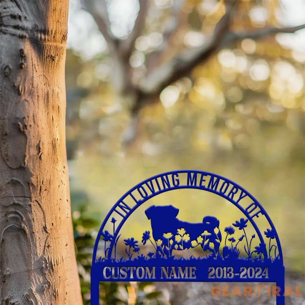 Custom Pug Memorial Metal Stake - Personalized Pet Grave Marker Remembrance Sign Sympathy Gift Pug Lover Loss Decor