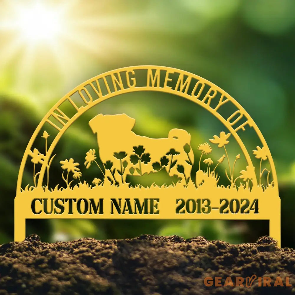 Custom Pug Memorial Metal Stake - Personalized Pet Grave Marker Remembrance Sign Sympathy Gift Pug Lover Loss Decor
