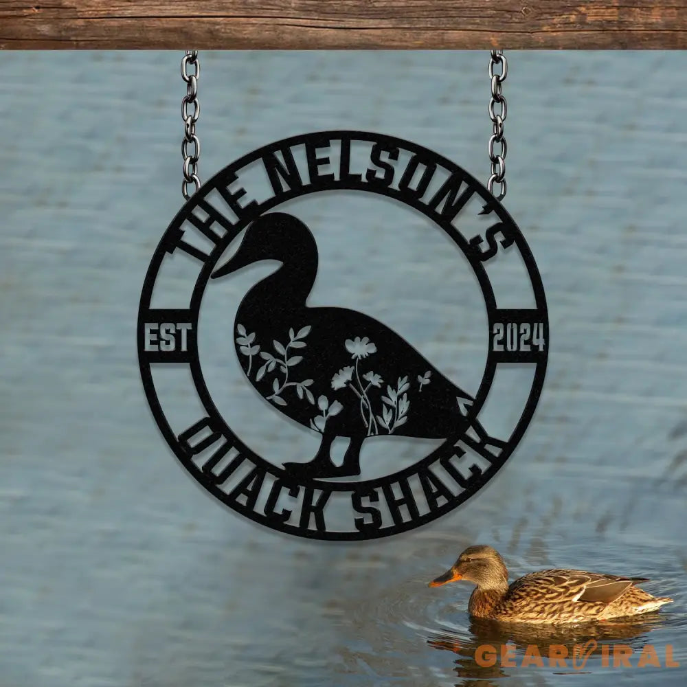 Custom Quack House Sign Personalized Floral Duck Metal Sign Farmhouse Decor Duck Hutch Coop Sign,Quack Shack Cabin