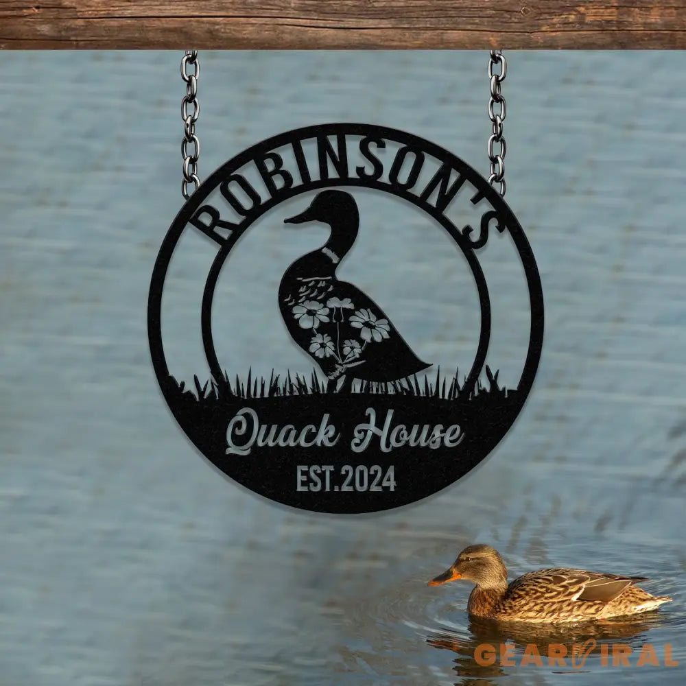 Custom Quack House Sign Personalized Floral Duck Metal Sign Farmhouse Decor Duck Hutch Coop Sign,Quack Shack Cabin