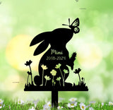 Custom Rabbit Metal Garden Stake - Personalized Rabbit Easter Yard Stake Sign - Bunny Memorial Stake - Rabbit Bunny