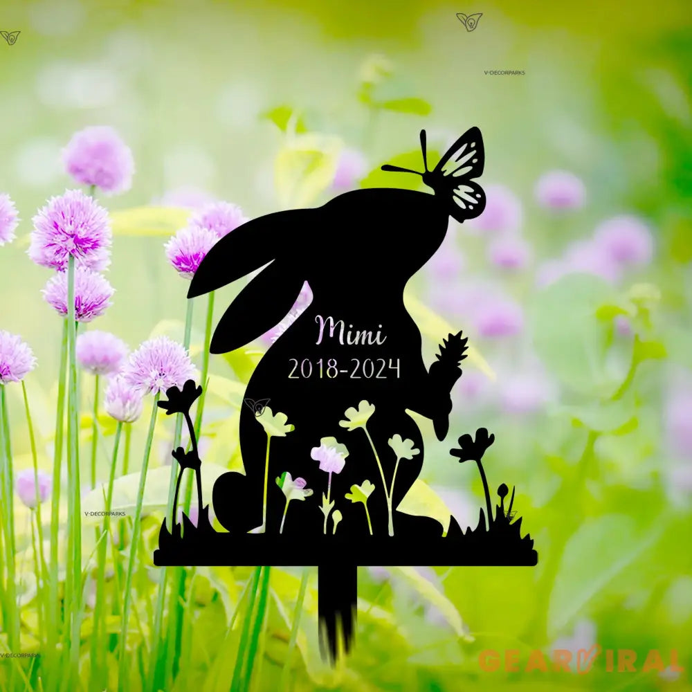 Custom Rabbit Metal Garden Stake - Personalized Rabbit Easter Yard Stake Sign - Bunny Memorial Stake - Rabbit Bunny