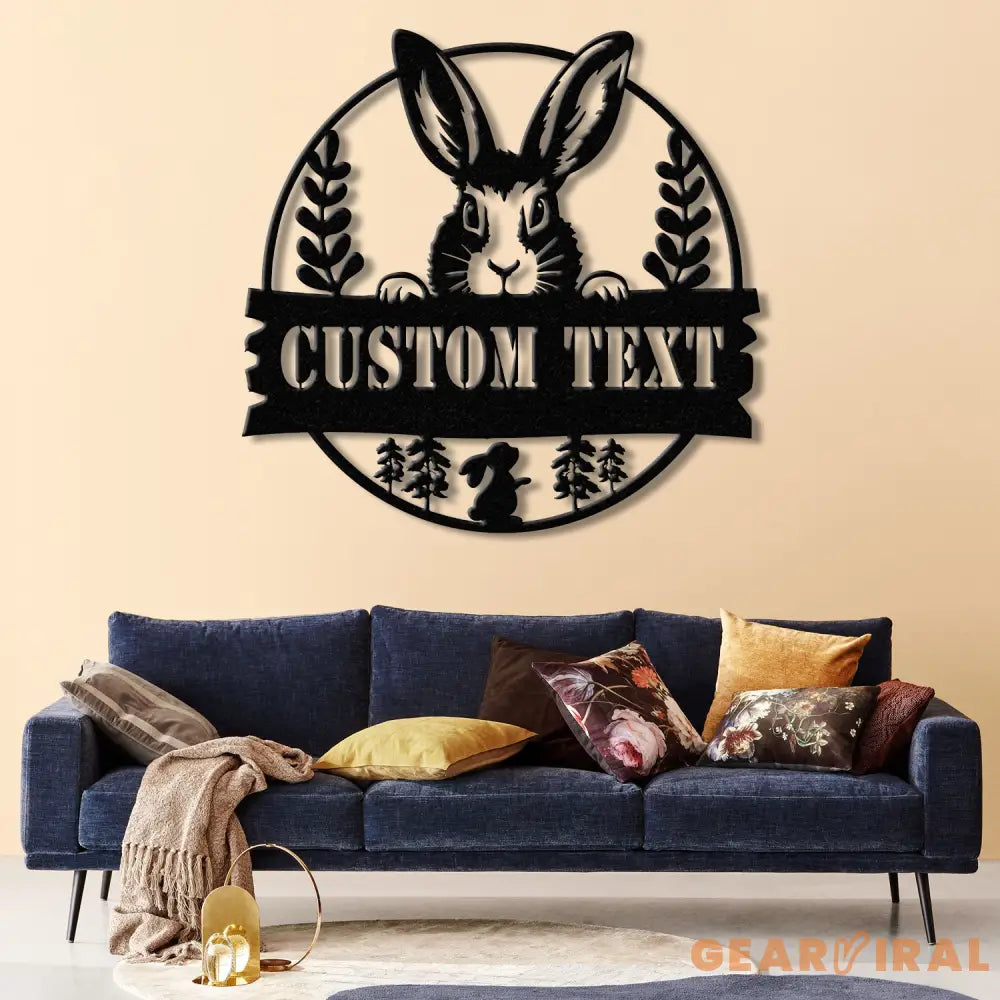 Custom Rabbit Metal Sign with Led Lights Rabbit Lovers Gift Farm Animals Wall Decor Wall Hanging Metal Rabbit Sign Gift