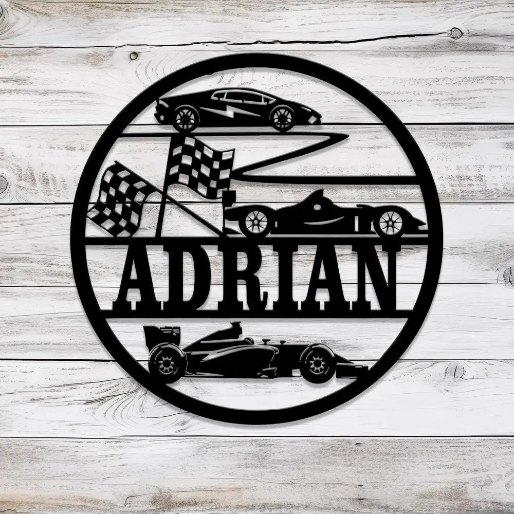 Custom Racing Car Name Sign with Led Light Metal Wall Art Racing Car Metal Wall Art Gift for Him Childs Room Decor