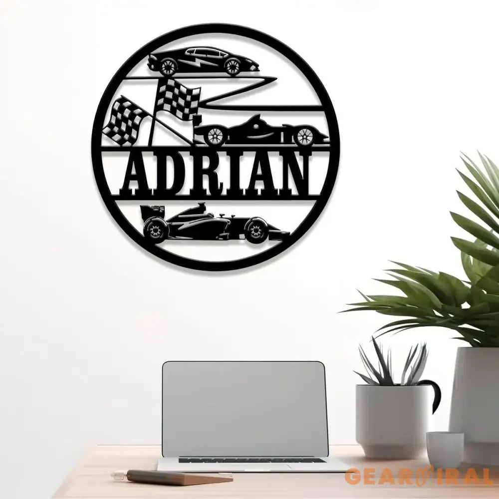 Custom Racing Car Name Sign with Led Light Metal Wall Art Racing Car Metal Wall Art Gift for Him Childs Room Decor