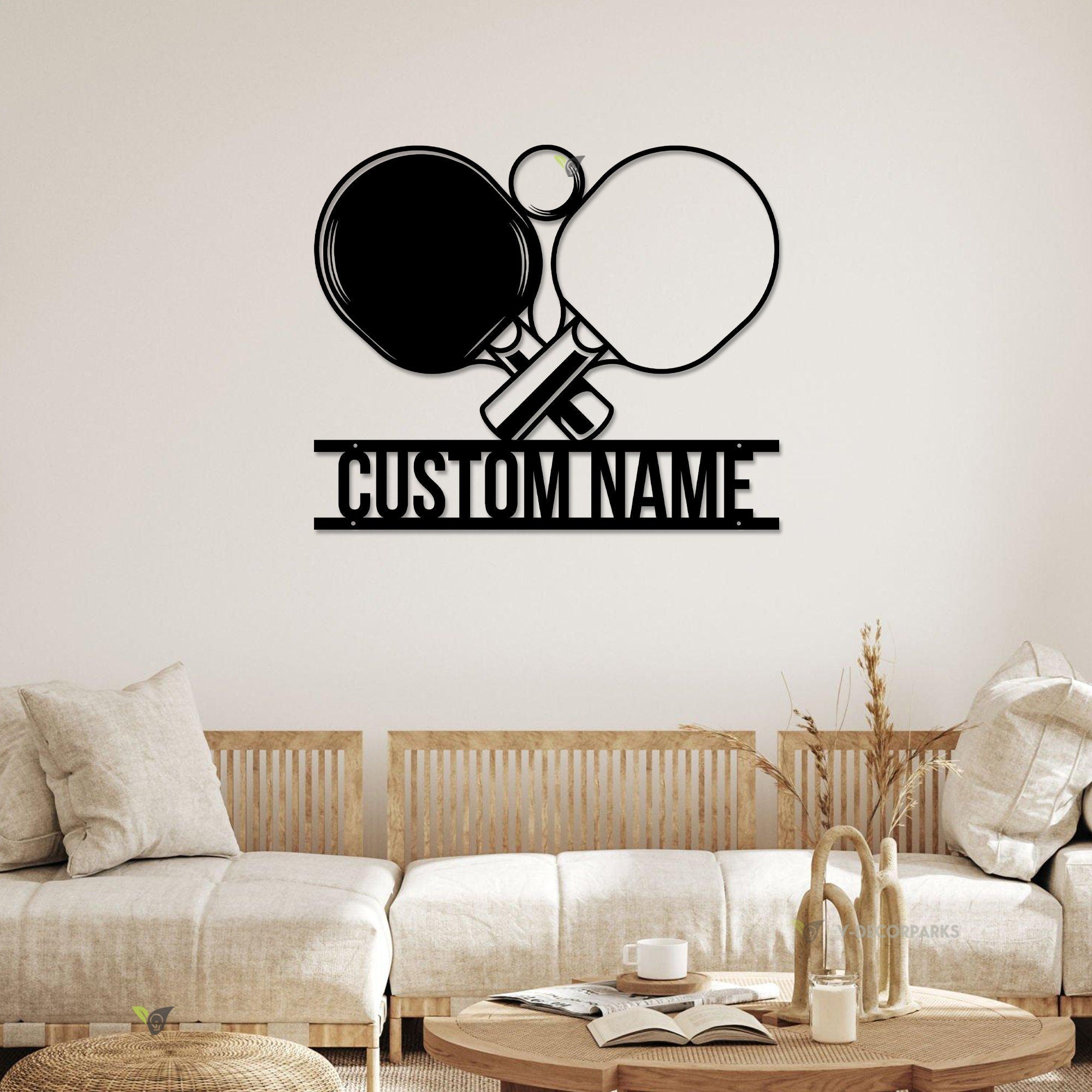 Custom Racket Table Tennis Player Metal Wall Art LED Light Personalized Ping Pong Paddle Name Sign Home Decor Kid Nursery Decoration Xmas | GearViral