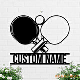 Custom Racket Table Tennis Player Metal Wall Art LED Light Personalized Ping Pong Paddle Name Sign Home Decor Kid