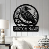 Custom Raven Metal Sign with Led Lights Personalized Black Crow Name Sign Metal Crow Wall Art Raven Birdwatch Decor