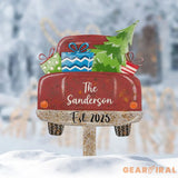 Custom Red Truck Christmas Sign Personalized Family Name Christmas Metal Sign Last Name Family Sign Outdoor Christmas