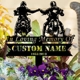 Custom Rider Memorial Metal Stake, Biker Memorial Stake, Biker Fist Bump Metal Sign, Biker Name Sign, Loss of Loved One, Grave Marker