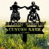 Custom Rider Memorial Metal Stake, Biker Memorial Stake, Biker Fist Bump Metal Sign, Biker Name Sign, Loss of Loved One, Grave Marker