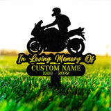 Custom Rider Memorial Metal Stake, Biker Memorial Stake, Motorcycle with Wings Metal Sign, Biker Name Sign, Loss of Loved One, Grave Marker