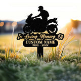 Custom Rider Memorial Metal Stake, Biker Memorial Stake, Motorcycle with Wings Metal Sign, Biker Name Sign, Loss of Loved One, Grave Marker