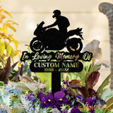 Custom Rider Memorial Metal Stake Biker Memorial Stake Motorcycle with Wings Metal Sign Biker Name Sign Loss of Loved
