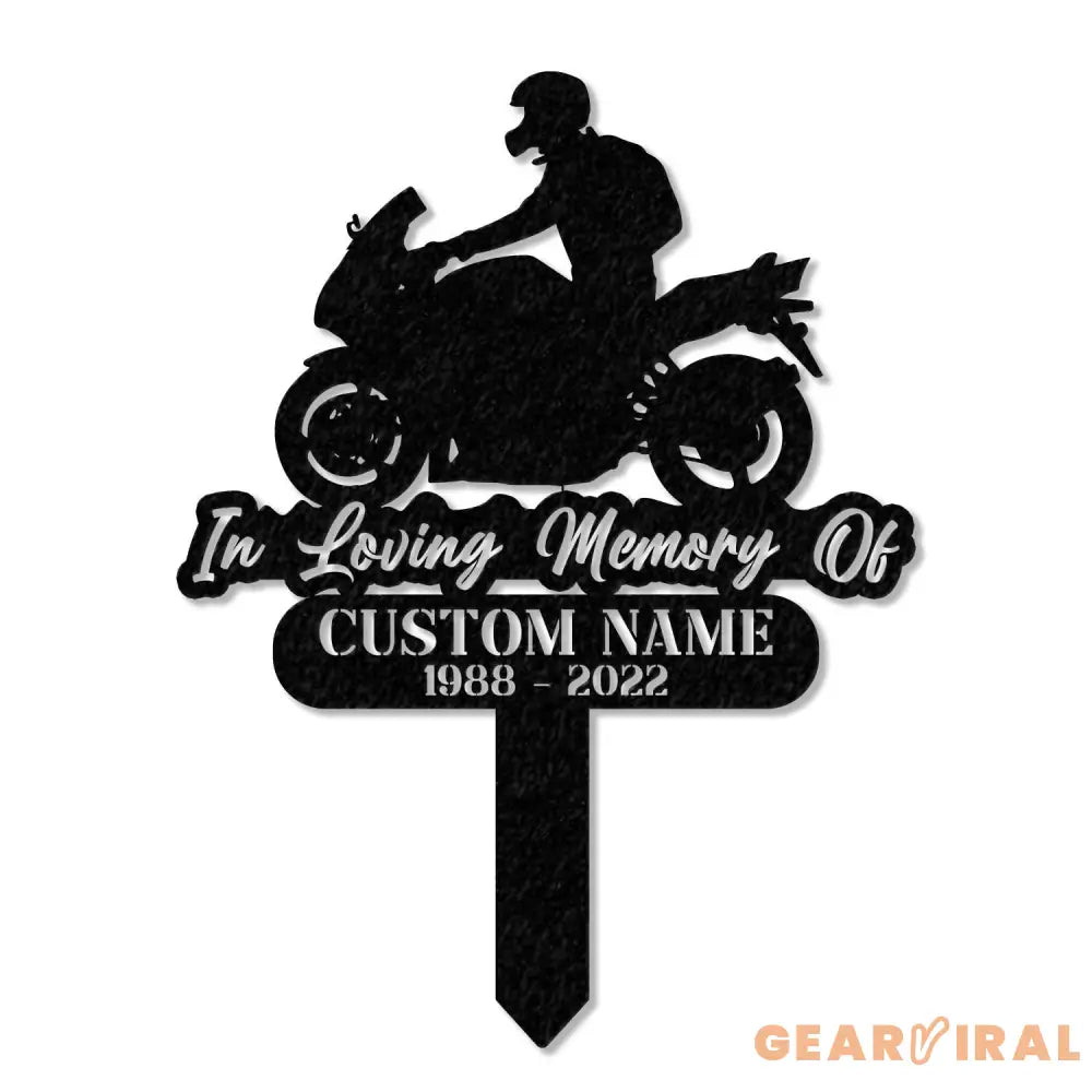Custom Rider Memorial Metal Stake Biker Memorial Stake Motorcycle with Wings Metal Sign Biker Name Sign Loss of Loved