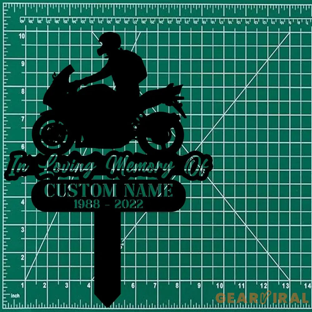 Custom Rider Memorial Metal Stake Biker Memorial Stake Motorcycle with Wings Metal Sign Biker Name Sign Loss of Loved
