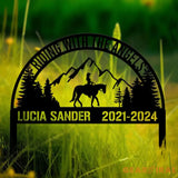 Custom Riding With The Angels Cowboy Memorial Stake Sign Sympathy Sign Grave Marker Remembrance Stake Garden Decor