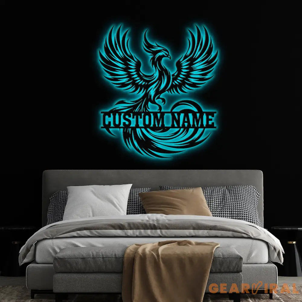 Custom Rising Phoenix Metal Sign With Led Lights Personalized Metal Wall Decor Phoenix Metal Sign Metal Wall Hangings
