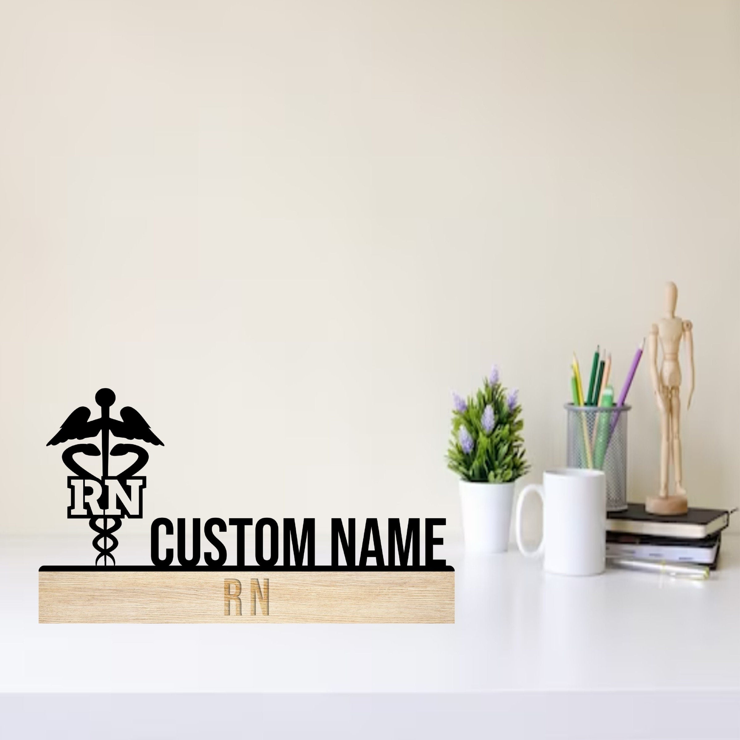 Custom RN Doctor Desk Name Plate - RN Doctor Metal Nameplate For Desk - Desk Nameplate - RN Doctor Office Decor | GearViral