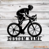 Custom Road Bike Racing Metal Sign with LED Light Personalized Bicycle Lover Name Sign Biker Decoration Christmas Gifts