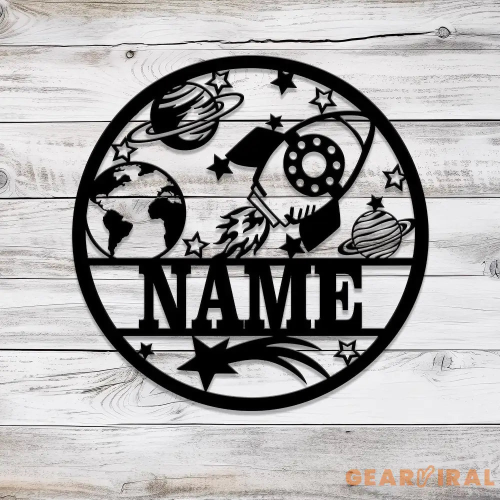 Custom Rocket Name Sign with Led Light Personalized Metal Space Wall Art Kids Room Nursery Decor Astronaut Space Wall
