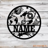 Custom Rocket Name Sign with Led Light Personalized Metal Space Wall Art Kids Room Nursery Decor Astronaut Space Wall