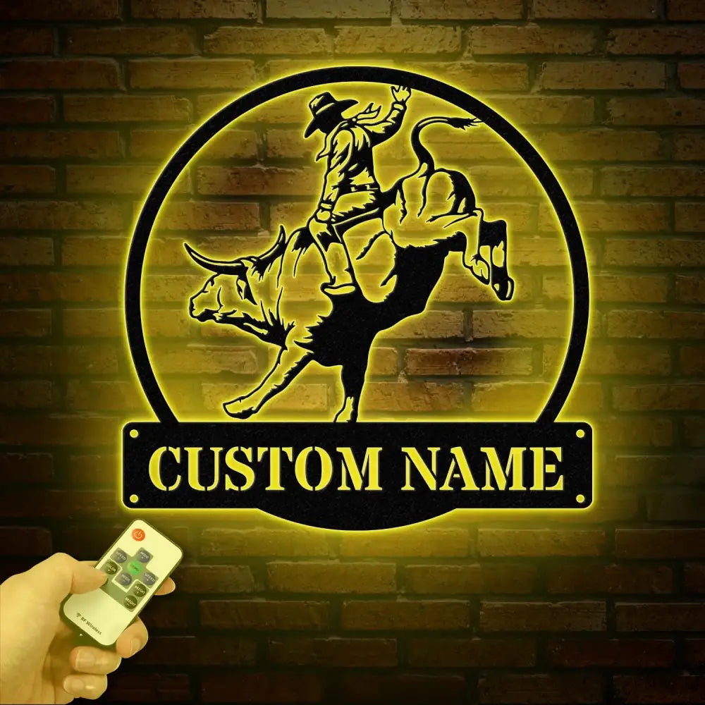 Custom Rodeo Metal Wall Art with Led Light - Cowboy Riding Horse LED Sign Bedroom Rodeo Decor Wall Decor Horse Metal