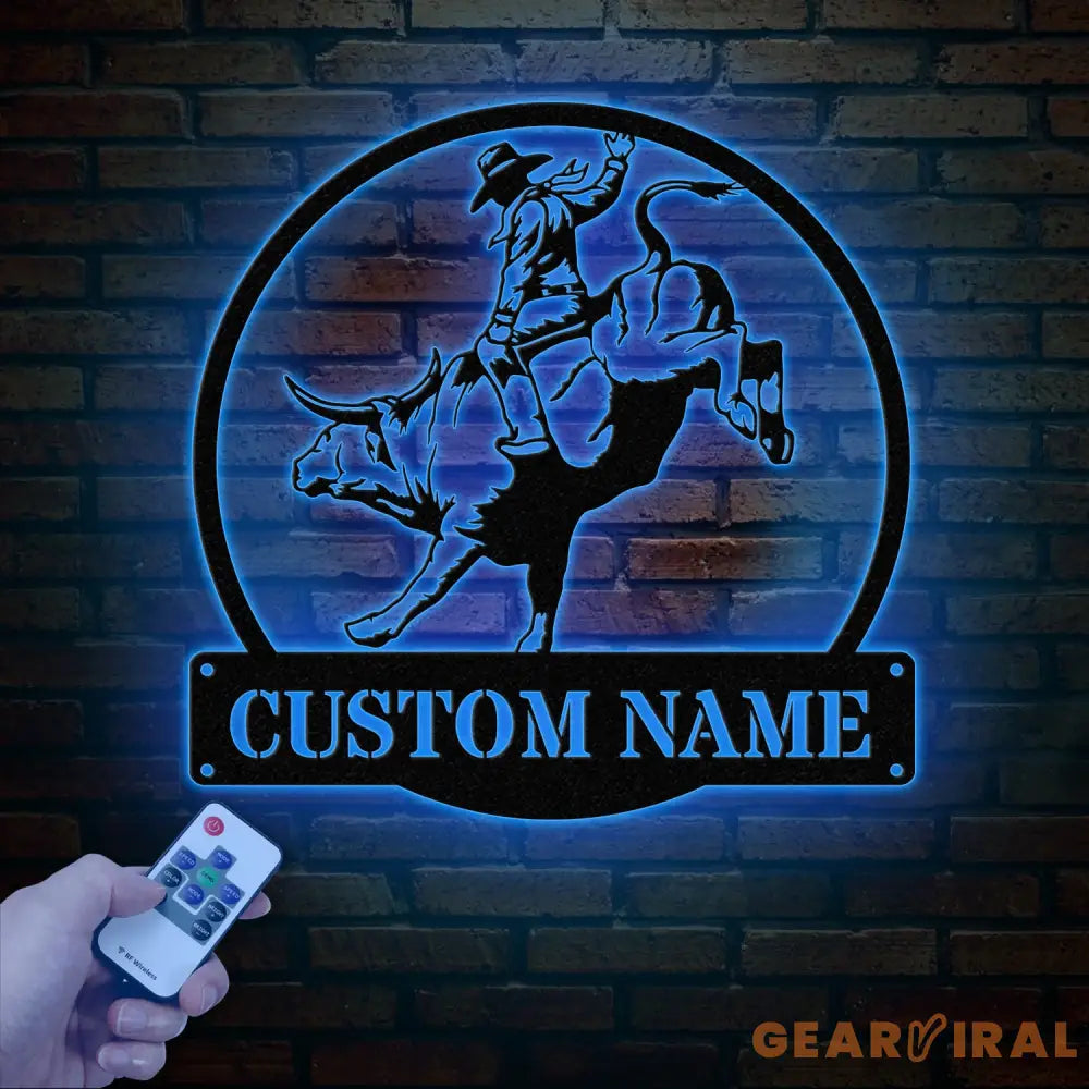 Custom Rodeo Metal Wall Art with Led Light - Cowboy Riding Horse LED Sign Bedroom Rodeo Decor Wall Decor Horse Metal