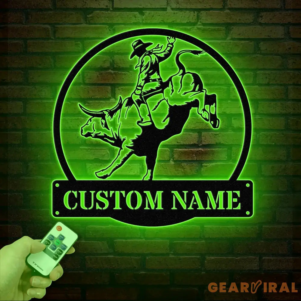 Custom Rodeo Metal Wall Art with Led Light - Cowboy Riding Horse LED Sign Bedroom Rodeo Decor Wall Decor Horse Metal