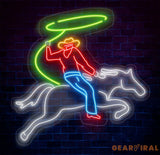 Custom Rodeo Neon Light - Cowboy Riding Horse LED Sign Bedroom Neon Lights Wall Decor Horse Neon Light for Home or Bar