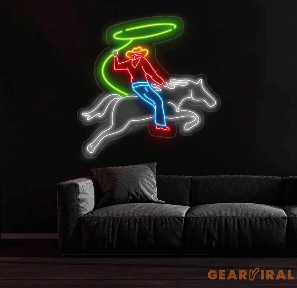Custom Rodeo Neon Light - Cowboy Riding Horse LED Sign Bedroom Neon Lights Wall Decor Horse Neon Light for Home or Bar